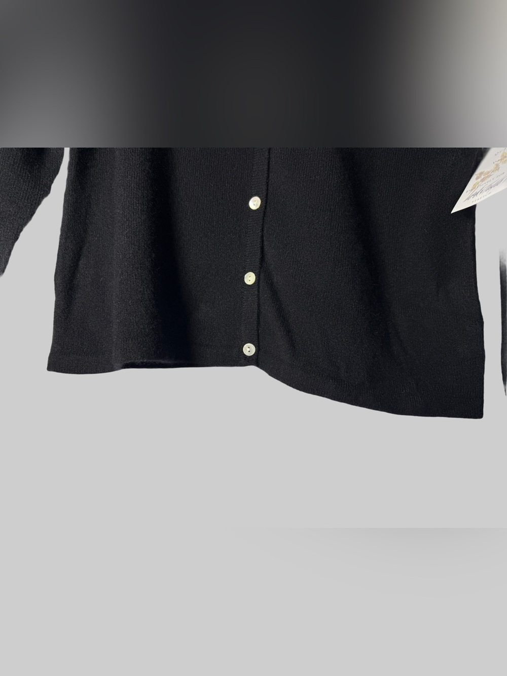 Lord & Taylor Cashmere Black Women's Button-Front Cardigan - Picture 6 of 9